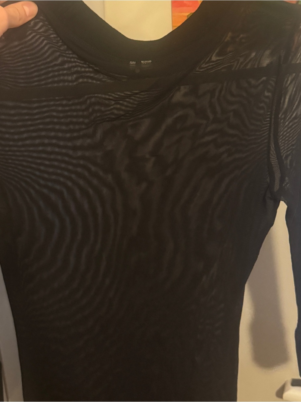 Black Mesh Long Sleeve Dress - Picture 3 of 4